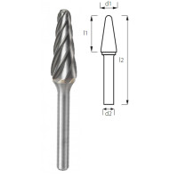 Борфреза коническая скругленная PROFITOOL - 12х32х77х6 мм (L12286-3)
