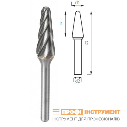 Борфреза коническая скругленная PROFITOOL - 12х32х77х6 мм (L12286-3)