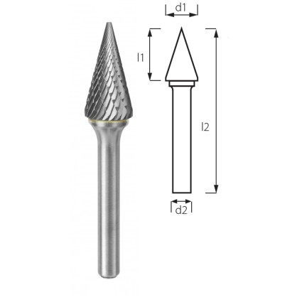 Борфреза коническая заостренная PROFITOOL - 3х11х38x3 мм (M03113-6)