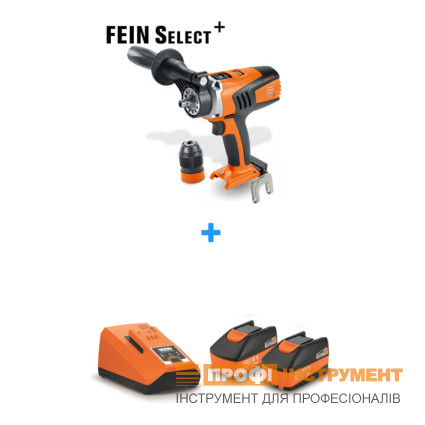 Акумуляторний шуруповерт ASCM 18 QM Select + Fein Akku-Starter-Set Акумуляторний шуруповерт ASCM 18 QM Select + Fein Akku-Starter-Set